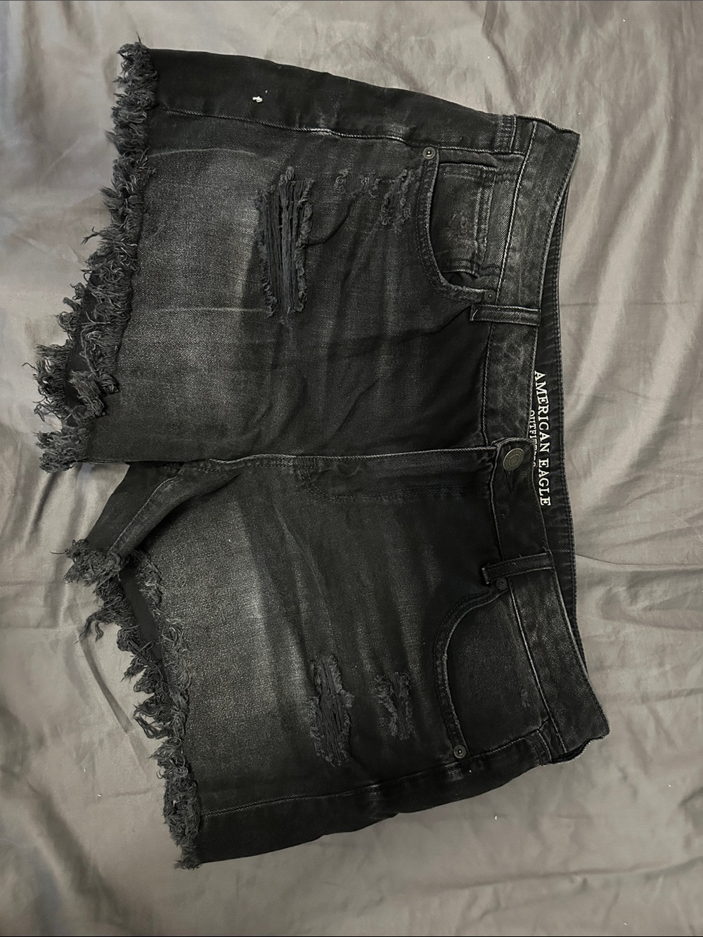 American Eagle Outfitters Black Distressed Denim Jean Shorts